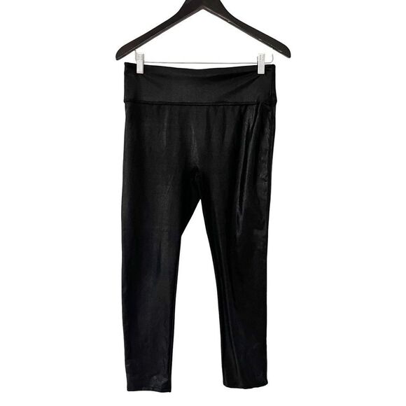 SPANX Black Shimmer Faux Leather Leggings - Picture 3 of 10